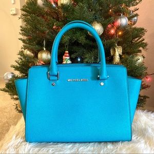 Michael Kors teal Selma satchel